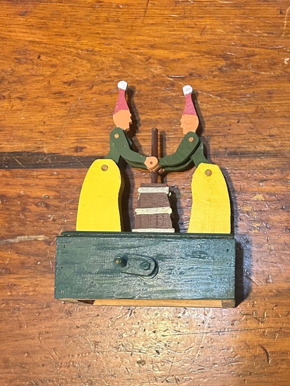 Folk art crank German inspired wooden handmade